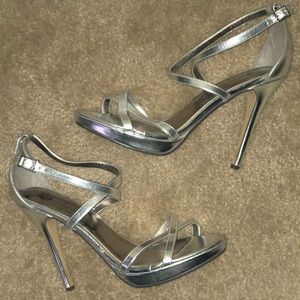 Silver Strappy Heels